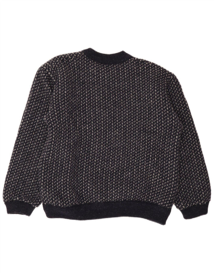 Męski sweter zapinany na guziki Walbusch EU 52, duży, granatowy, geometryczny
