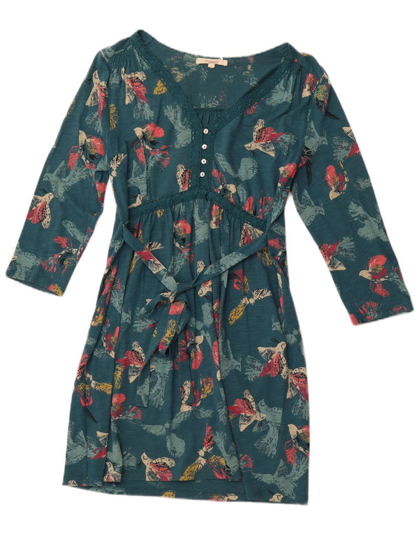 WHITE STUFF Womens Graphic 3/4 Sleeve Sheath Dress UK 12 Medium Green