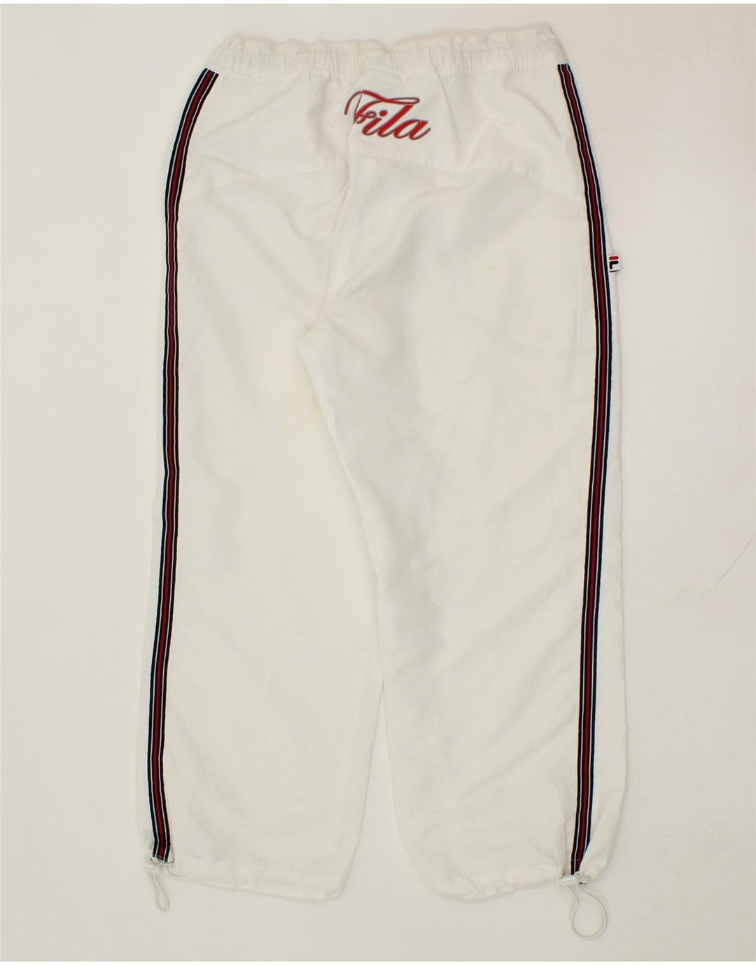 FILA Womens Graphic Capri Trousers Small W30 L23 White Polyester Vintage Fila and Second-Hand Fila from Messina Hembry 