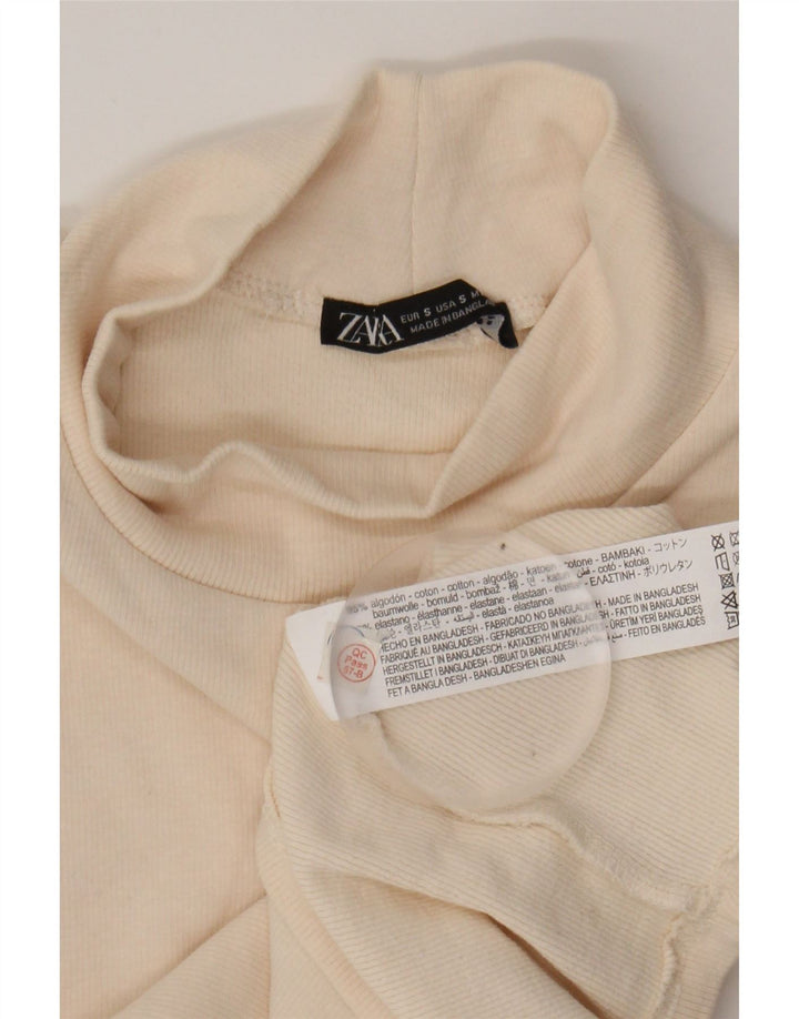 ZARA Womens Sleeveless Crop Top UK 8 Small Beige Cotton Vintage Zara and Second-Hand Zara from Messina Hembry 