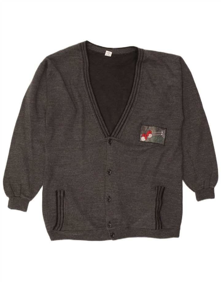 Vintage męski sweter rozpinany XL, szara bawełna