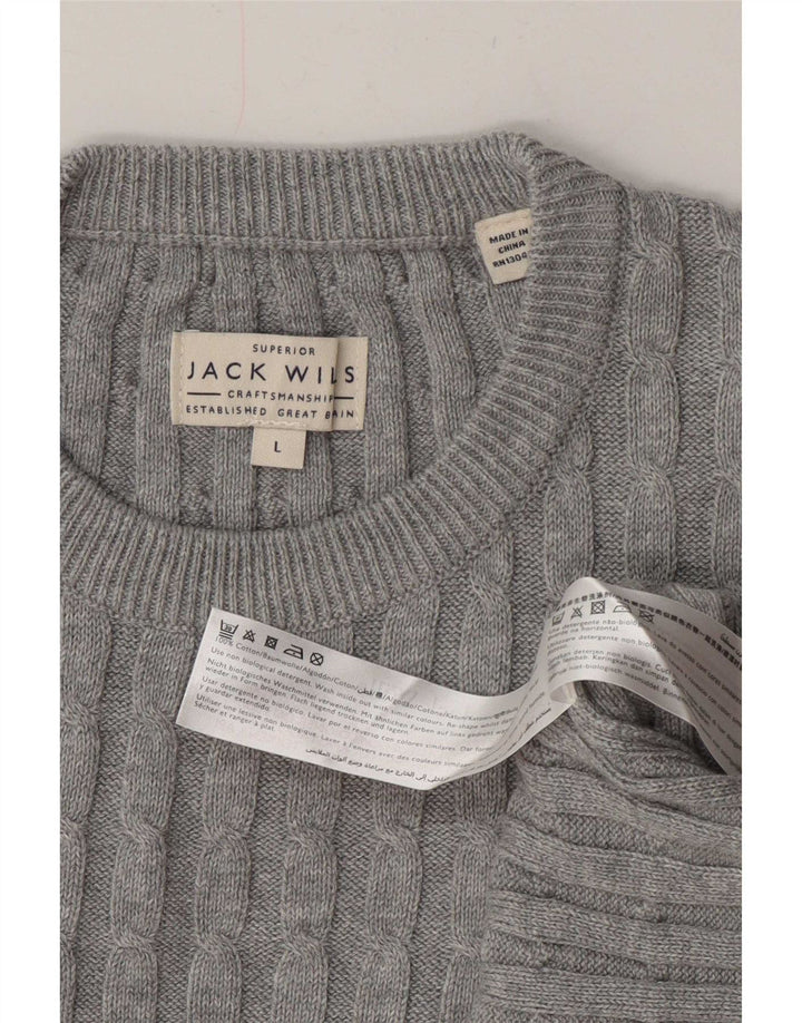 Męski sweter z okrągłym dekoltem Jack Wills, duży, szary, bawełniany