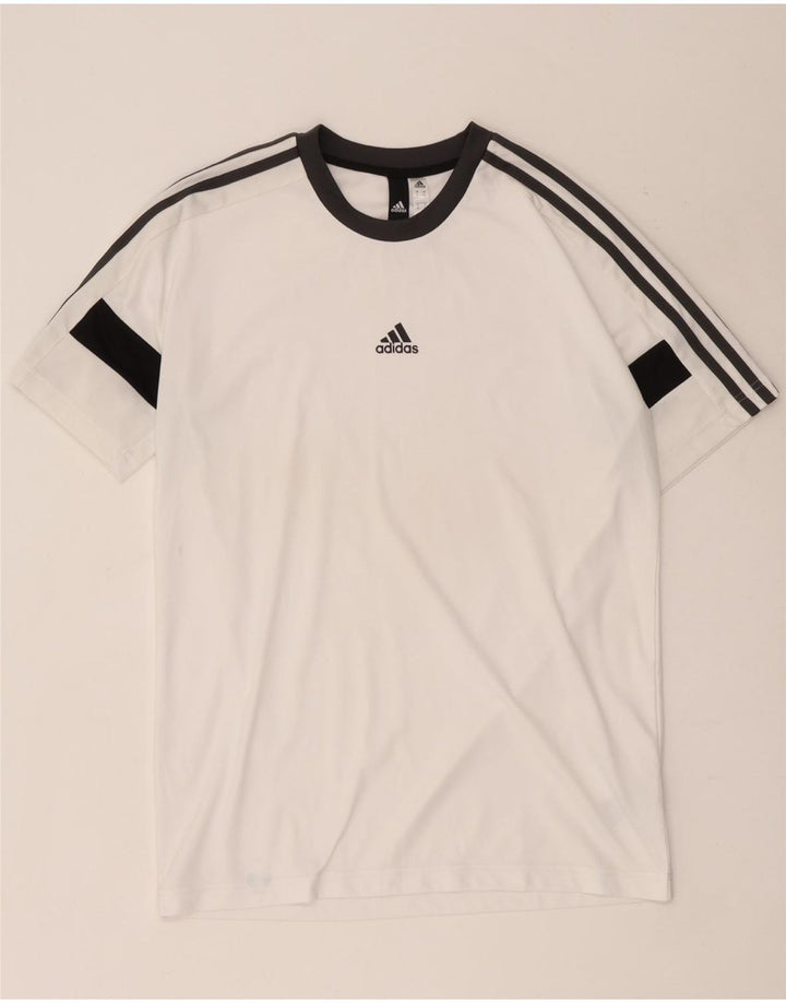 Męska koszulka Adidas Climalite Top, średni biały poliester z blokami kolorów