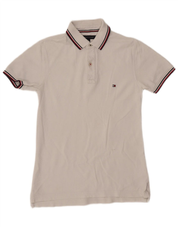 Męska koszulka polo slim fit TOMMY HILFIGER, mała, biała