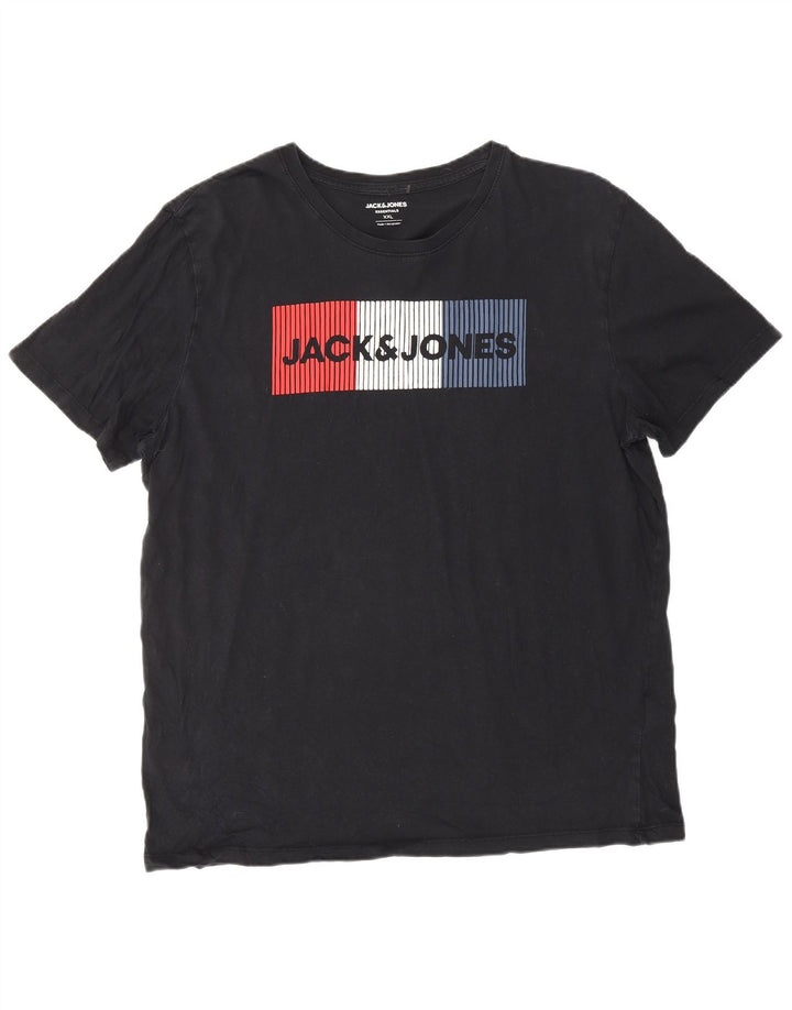 Męski T-shirt z grafiką Jack & Jones, 2XL, czarna bawełna
