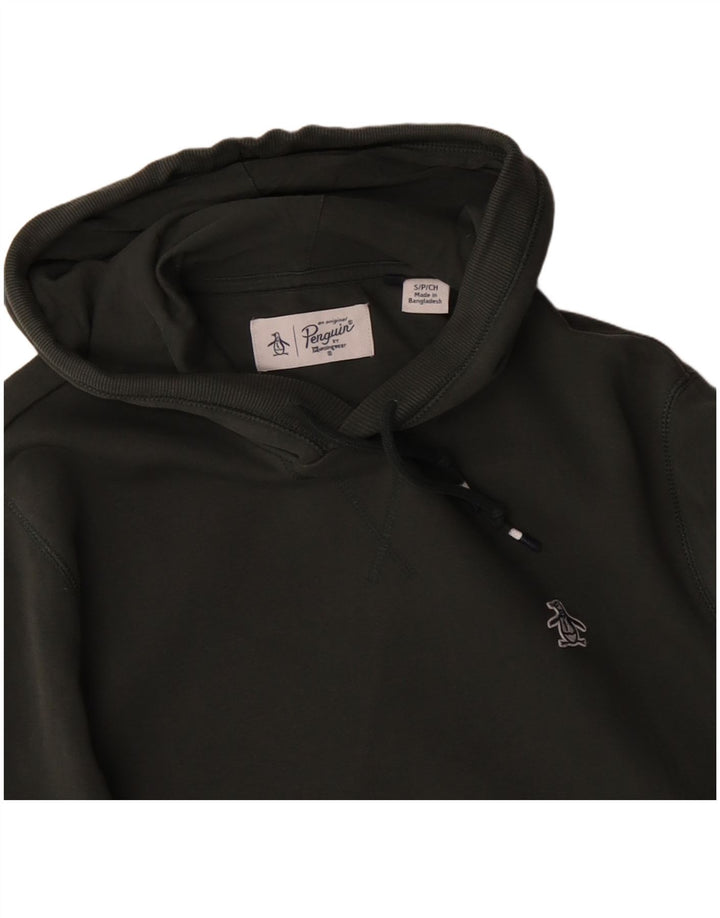 PENGUIN Męski sweter z kapturem, mały, zielony, bawełniany