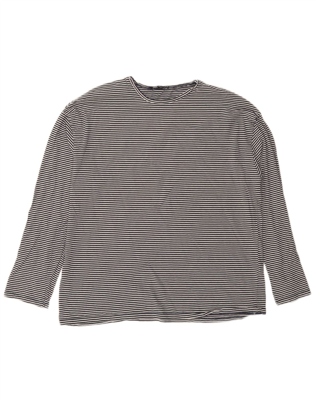 Damski top oversize z długim rękawem Zara UK 10, mały, granatowy w prążki