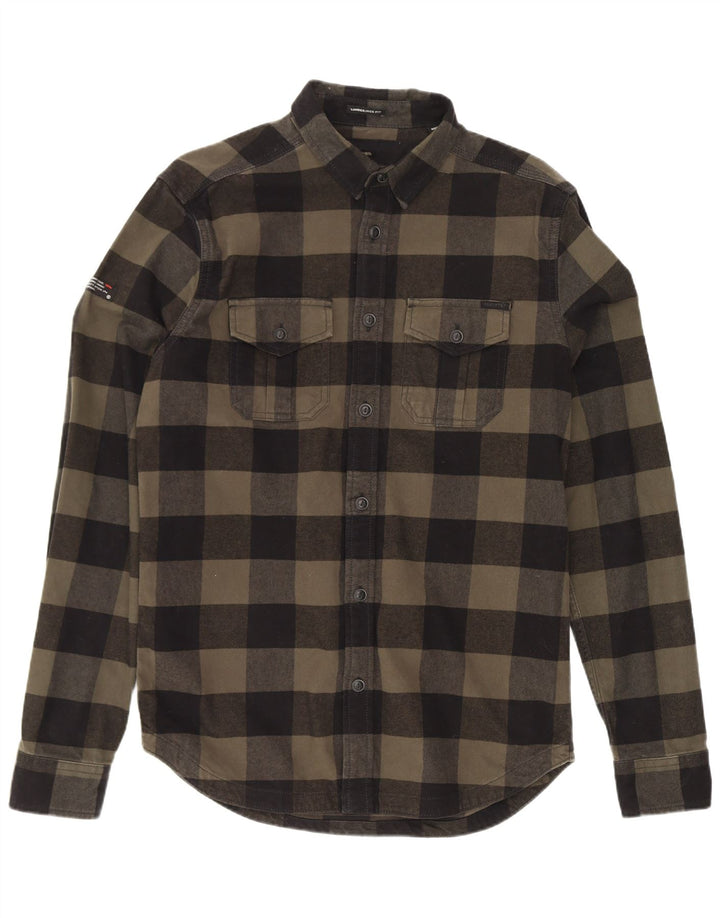 Męska koszula flanelowa Superdry Lumberjack, średnia, bawełniana kratka khaki
