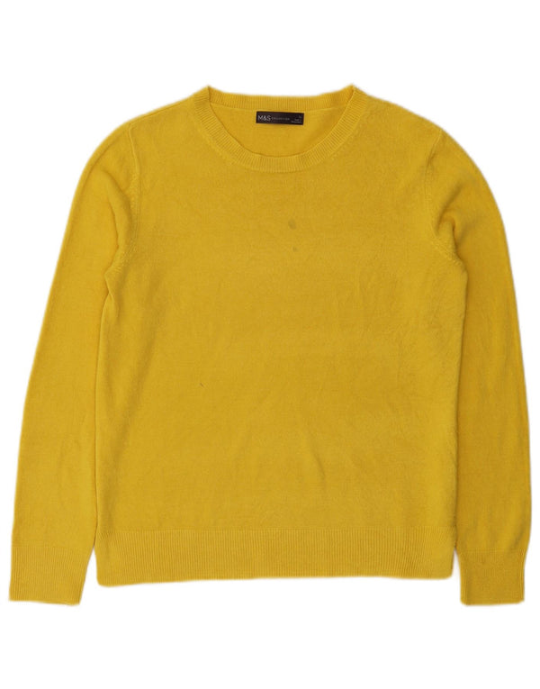 Marks & Spencer Womens Crew Neck Jumper Sweater UK 12 Medium Yellow