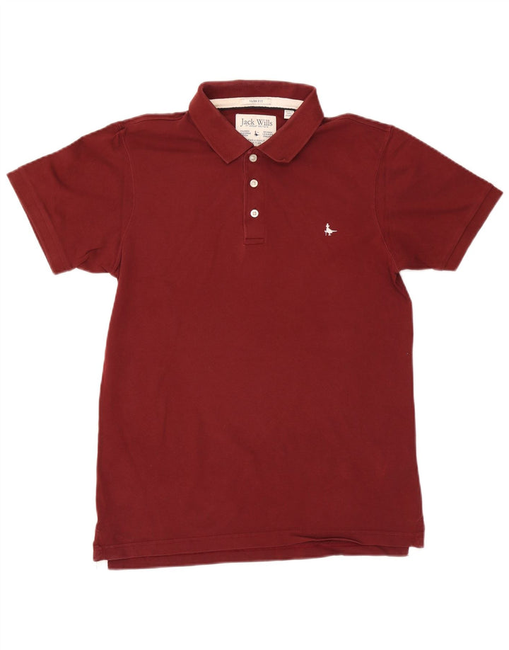 Męska koszulka polo o dopasowanym kroju JACK WILLS, średnio bordowa, bawełniana