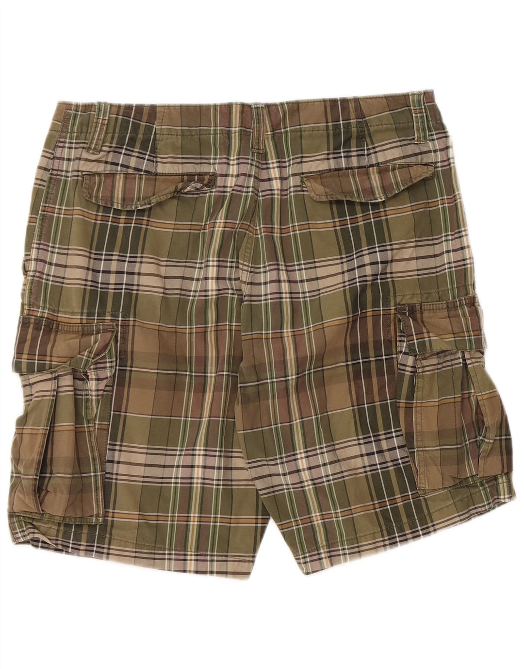 Męskie spodenki cargo EDDIE BAUER W35, duże, bawełniane w kratę khaki