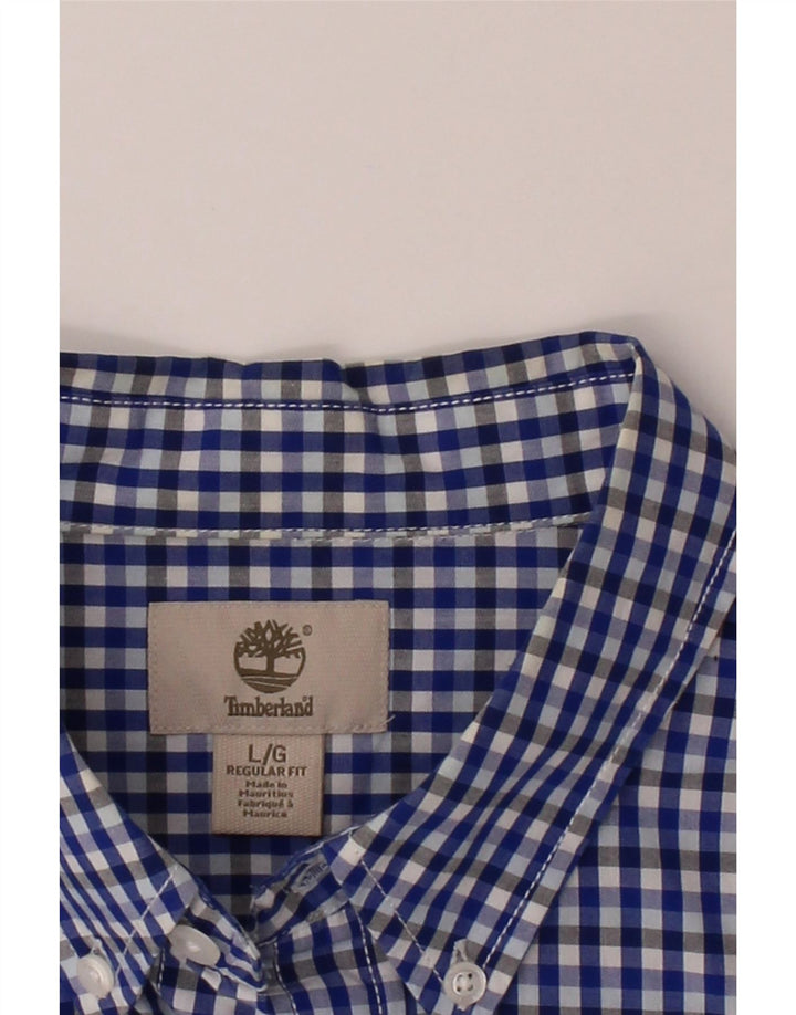 TIMBERLAND Mens Regular Fit Shirt Large Blue Gingham Cotton Vintage Timberland and Second-Hand Timberland from Messina Hembry 