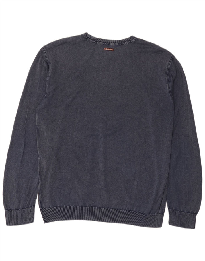 Męski sweter z okrągłym dekoltem Marlboro Classics 3XL granatowy