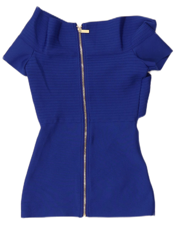 Karen Millen Damska bluzka z odkrytymi ramionami, UK 4 XS, niebieski poliester