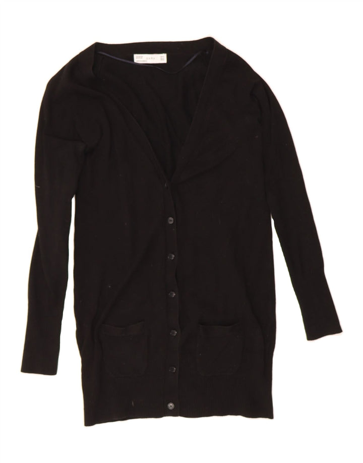 ZARA Womens Longline Cardigan Sweater UK 12 Medium Black Cotton Vintage Zara and Second-Hand Zara from Messina Hembry 