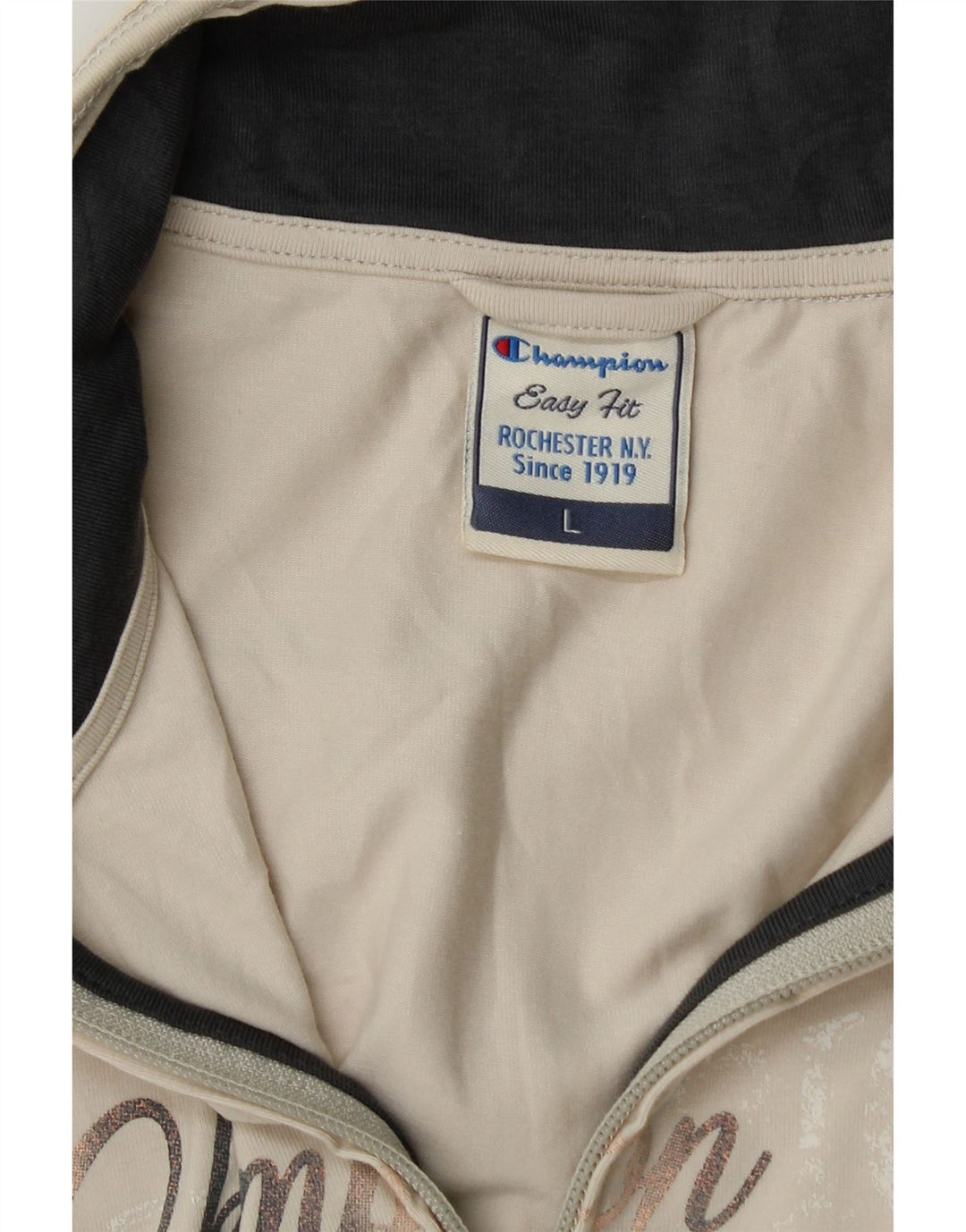 Damska kurtka dresowa Champion Easy Fit Graphic, duża, beżowa