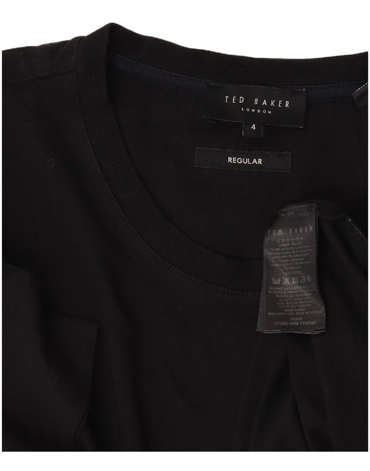 Ted Baker Męski T-shirt Regular, rozmiar 4, duży, czarny, bawełniany