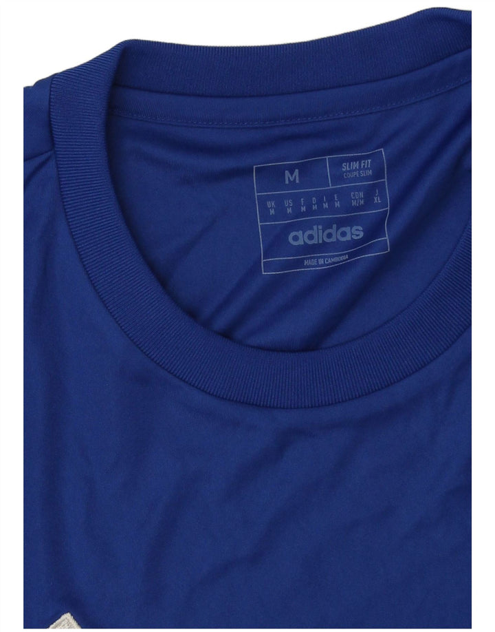 Adidas Męski Aeroready Slim Fit Graphic T-shirt Top Średni Niebieski Poliester