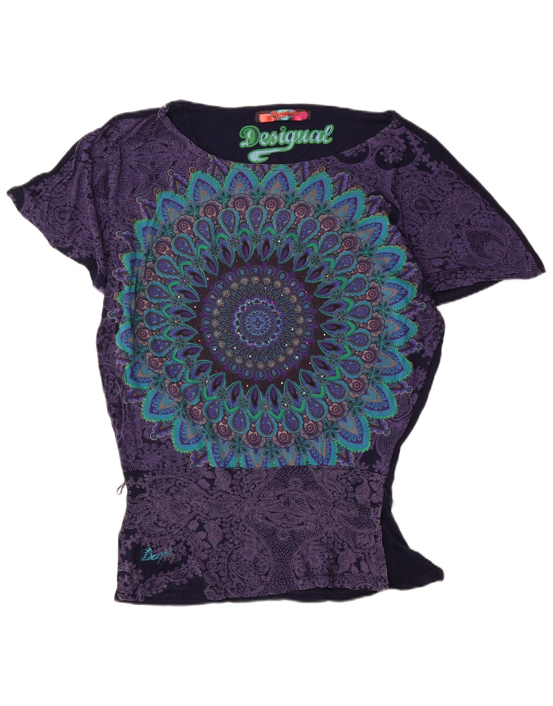 Damska bluzka Desigual Batwing Top UK 10 Small, granatowa, wiskozowa