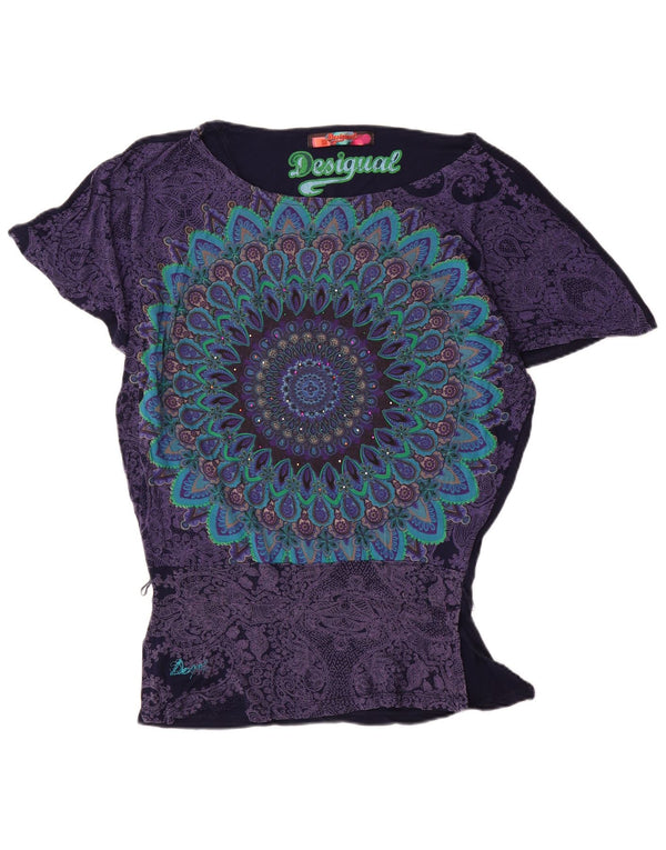 Damska bluzka Desigual Batwing Top UK 10 Small, granatowa, wiskozowa