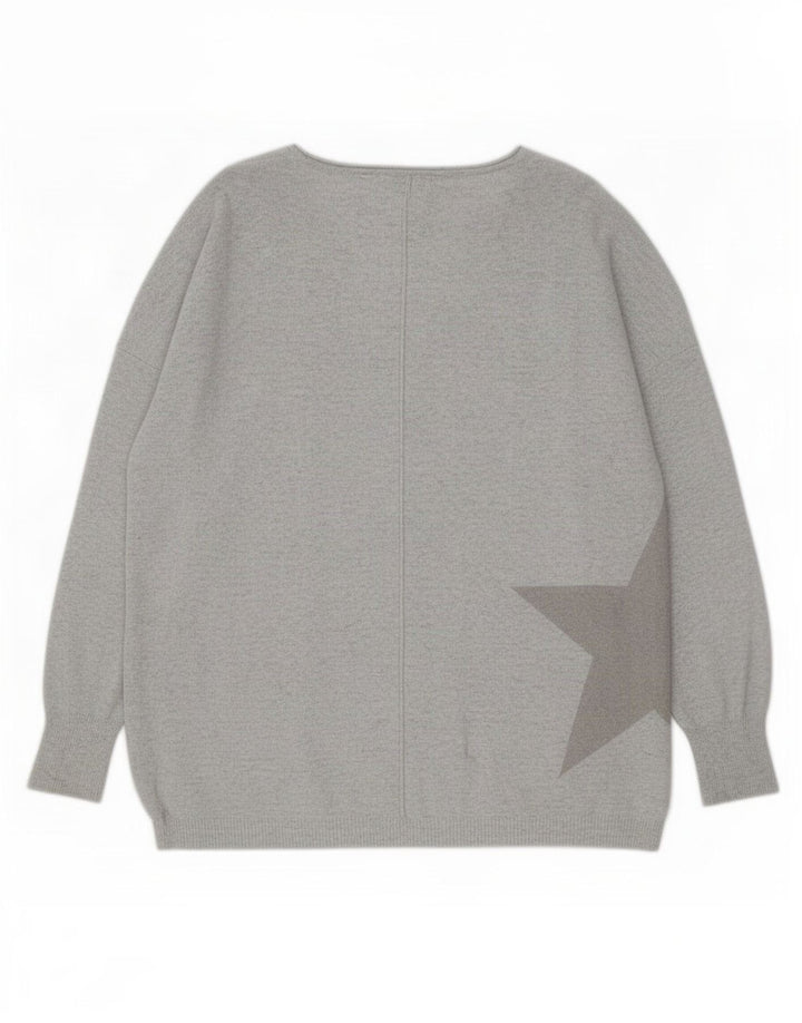 Damski sweter MINT VELVET z abstrakcyjnym wzorem i dekoltem w kształcie litery V, UK 10, mały, szary