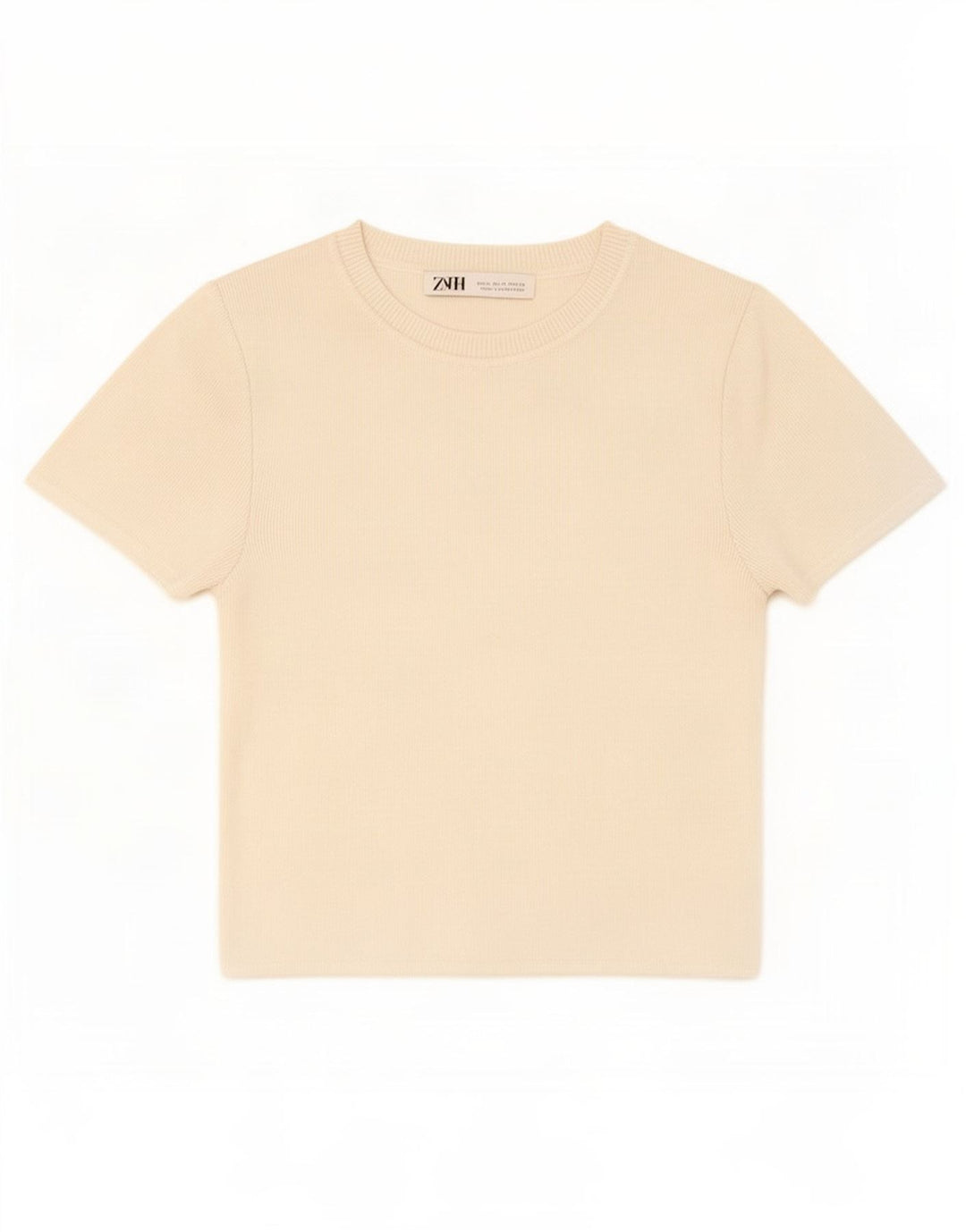 Damski krótki t-shirt Zara UK 12, średnia biała wiskoza