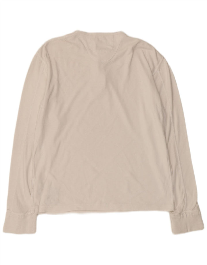 Męski top Superdry Henley z długim rękawem XL, biała bawełna