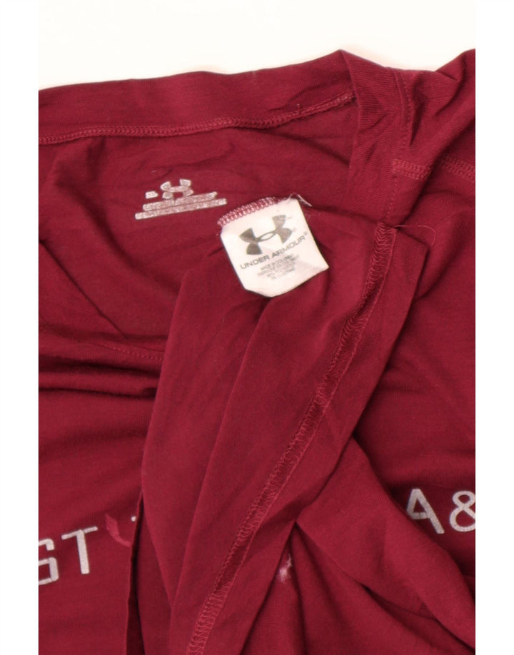 Męski top graficzny Under Armour z długim rękawem XL, bordowy poliester