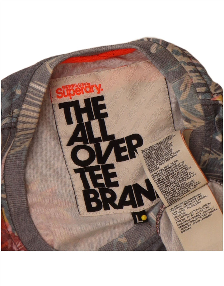 Męski T-shirt z grafiką Superdry, duży, szary, z kwiatowym poliestrem