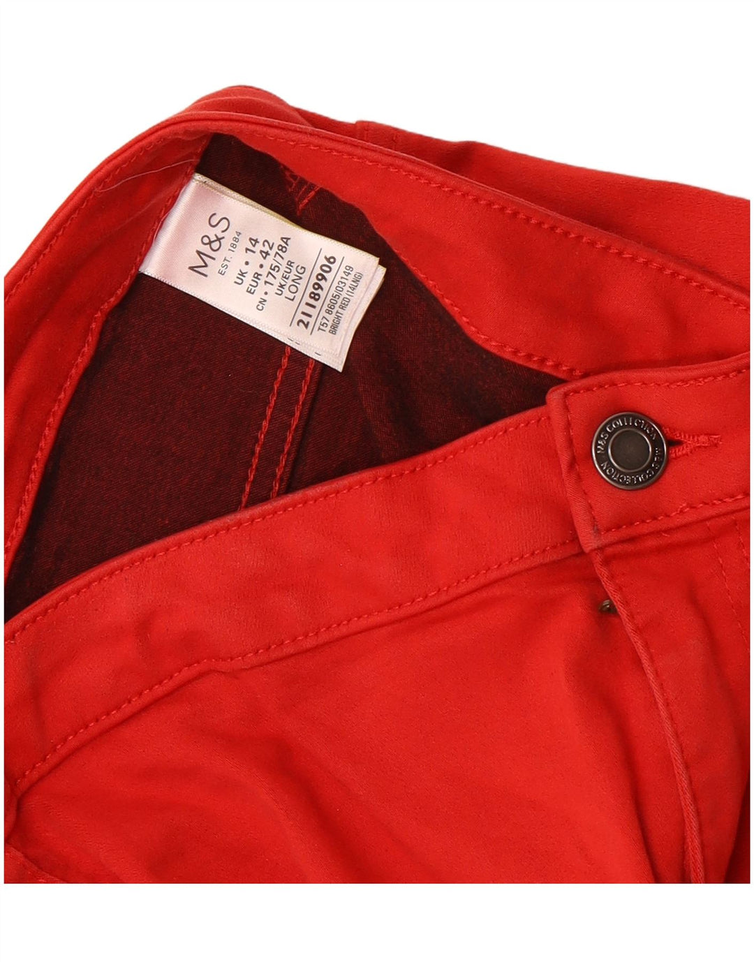 Damskie spodnie codzienne Marks & Spencer UK 14 Medium W30 L31 Czerwone