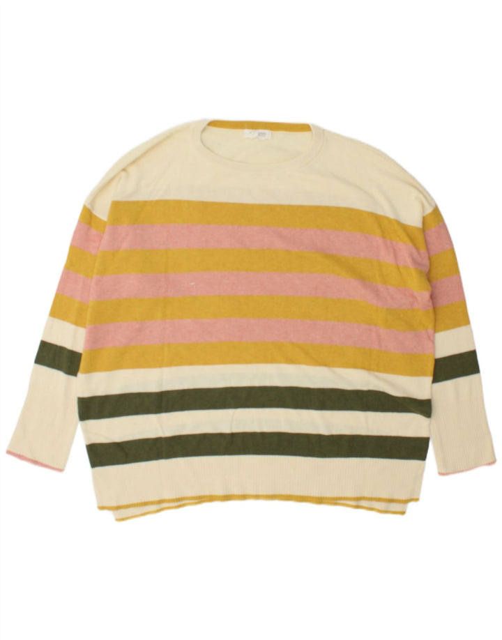 Damski sweter z okrągłym dekoltem White Stuff UK 22 3XL w wielokolorowe paski