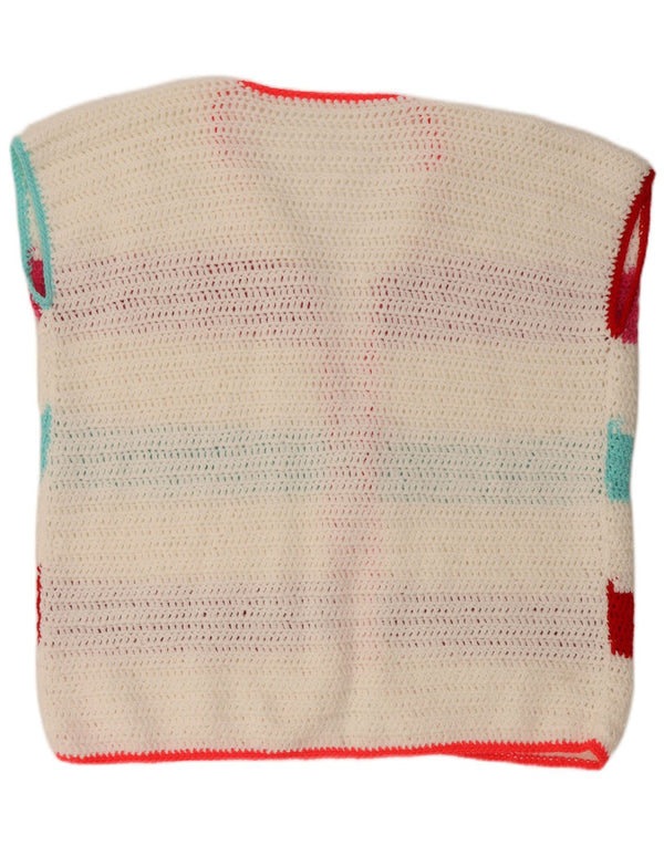 Damski sweter bez rękawów VINTAGE UK 18 XL w białe paski