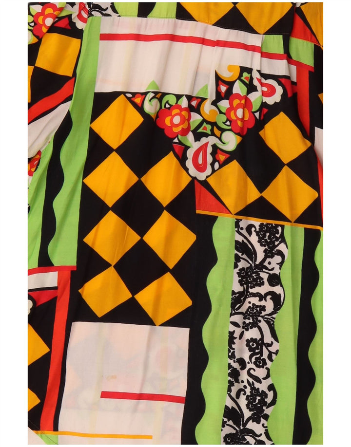 Bluzka damska z krótkim rękawem w stylu vintage, UK 20 2XL, wielobarwny patchwork