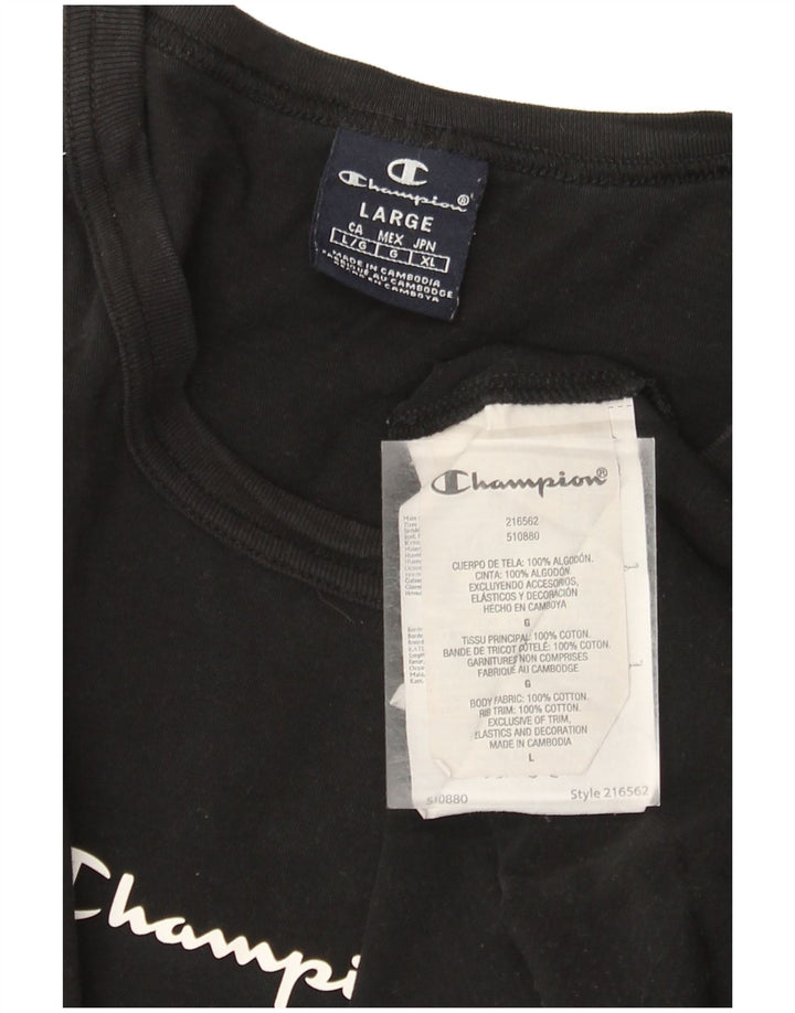 Męski T-shirt Champion z grafiką, duży, czarny, bawełniany