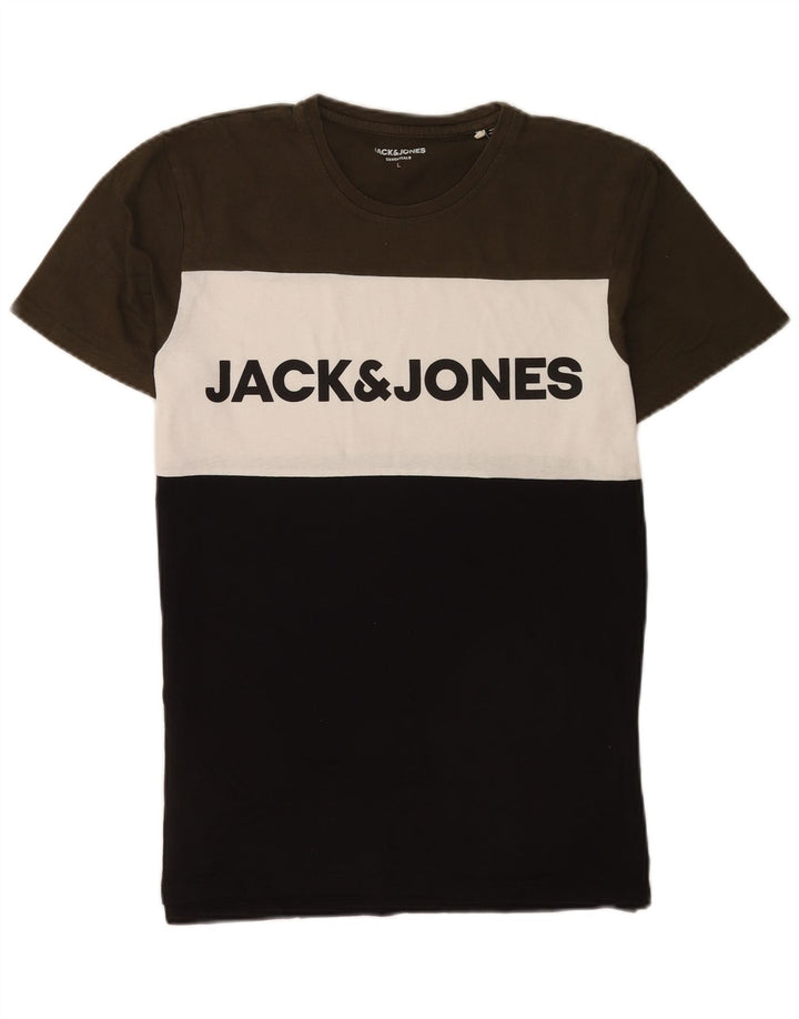 Męski T-shirt z grafiką Jack & Jones, duży, wielokolorowy blok kolorów