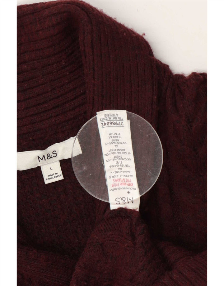 Marks & Spencer Męski sweter rozpinany, duży, bordowy poliester
