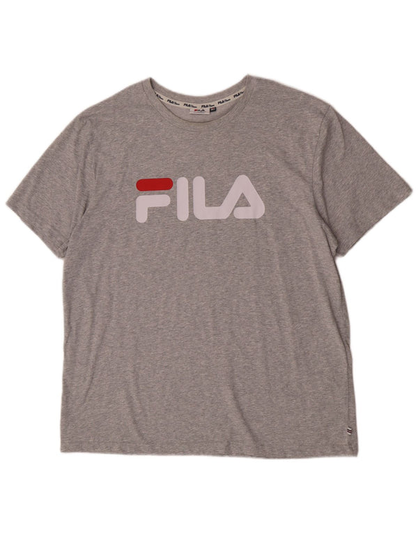 Męski T-shirt z grafiką Fila Top 2XL Szara bawełna w plamki