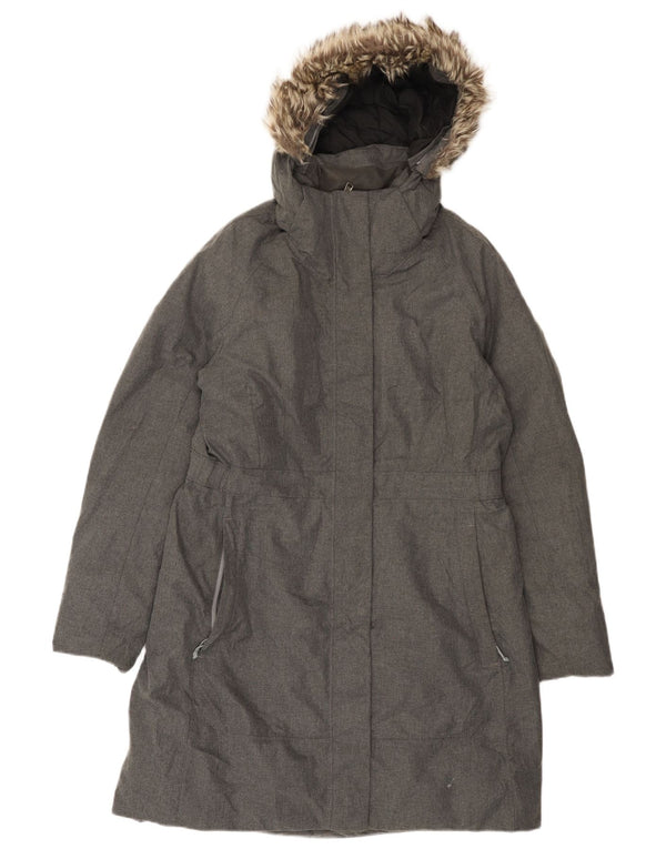 Damski ocieplany płaszcz z kapturem The North Face UK 16, duży, szary, poliestrowy