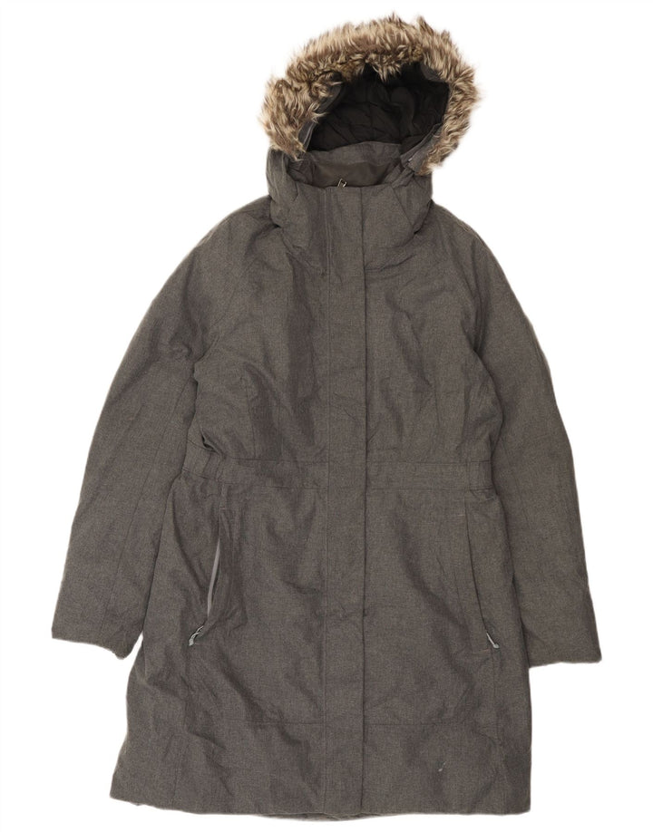 Damski ocieplany płaszcz z kapturem The North Face UK 16, duży, szary, poliestrowy