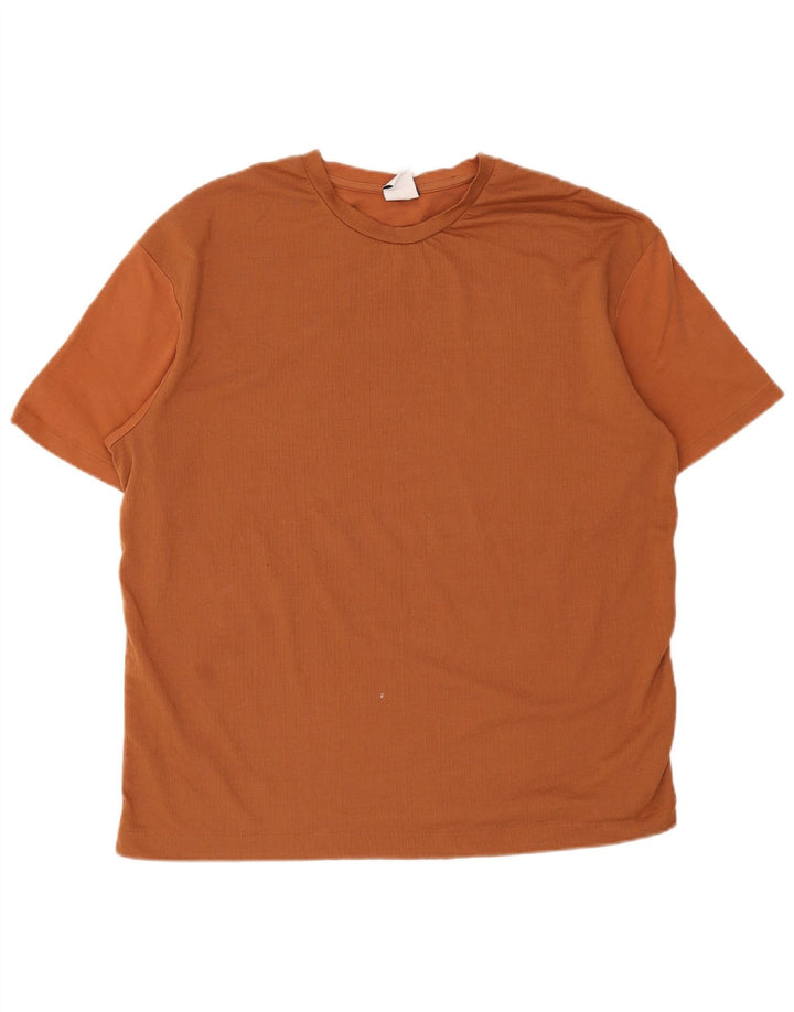Męski T-shirt Zara, duży, brązowy, bawełniany