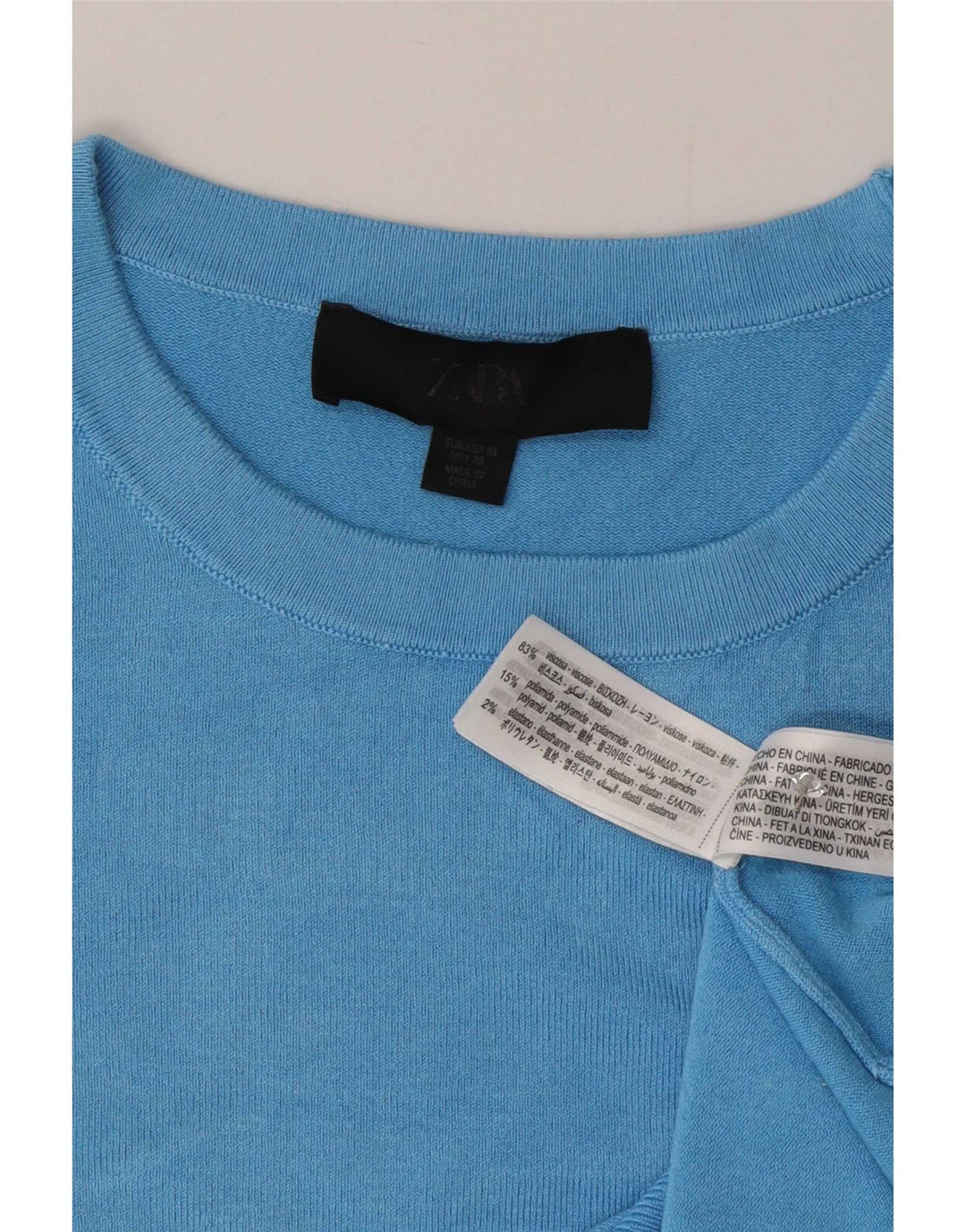 T-shirt damski Zara Top UK 12 Średni niebieski wiskoza