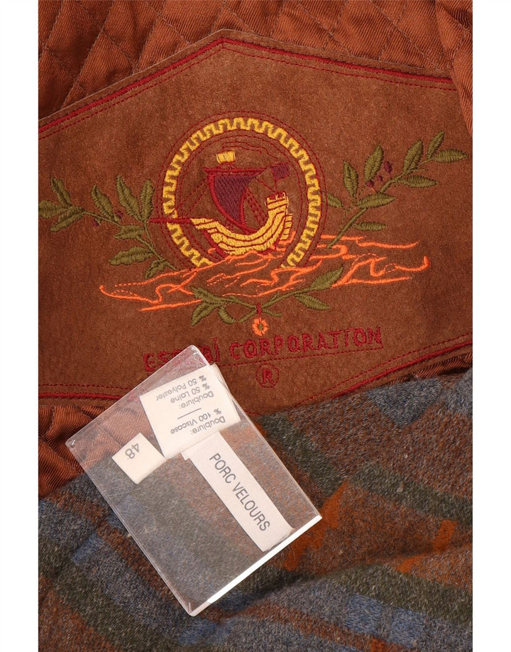 Zamszowa kurtka męska w stylu vintage IT 48 Średni brązowy zamsz