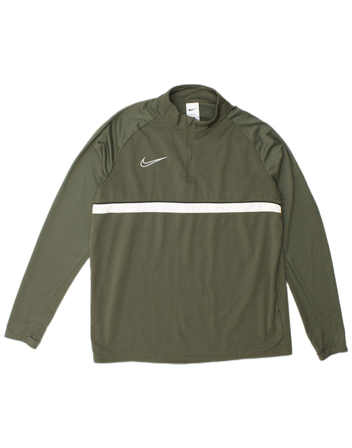 Męski dres Nike Dri Fit z zamkiem błyskawicznym i dużym zielonym poliestrem