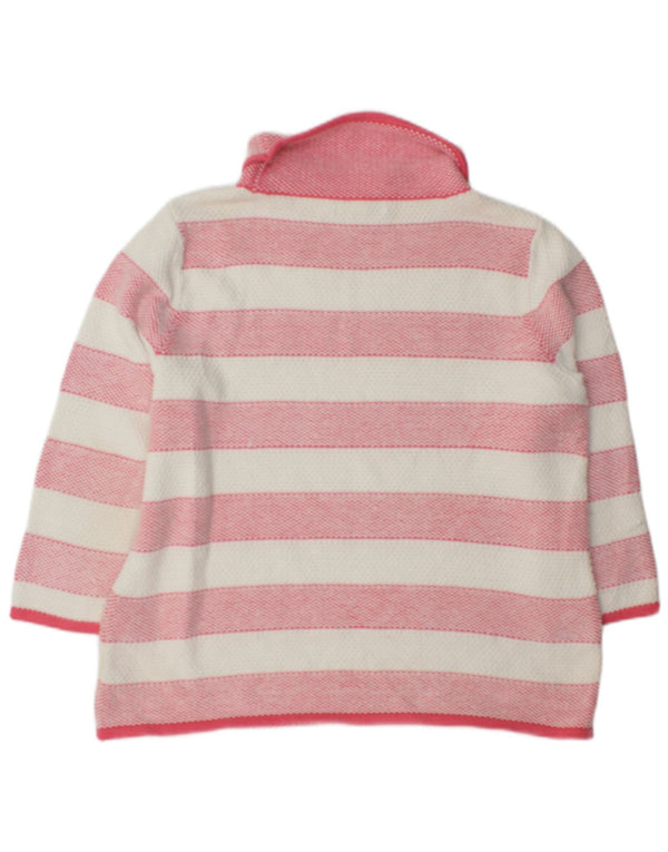 Damski sweter z wywijanym dekoltem Laura Ashley UK 16 w duże różowe paski