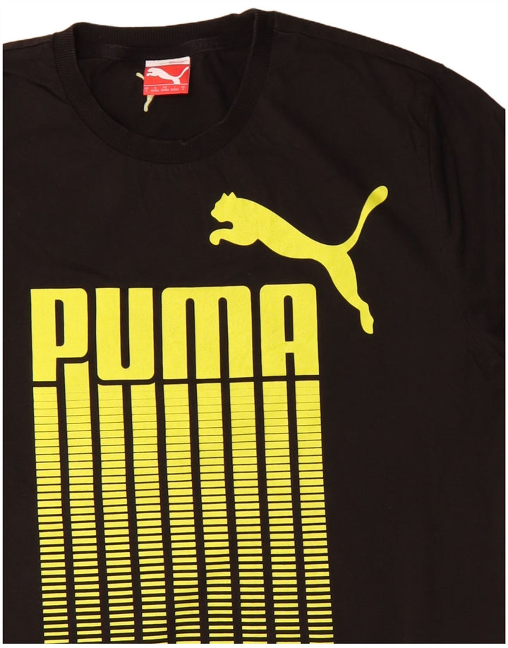 Męska koszulka z grafiką Puma, duża, czarna, bawełniana