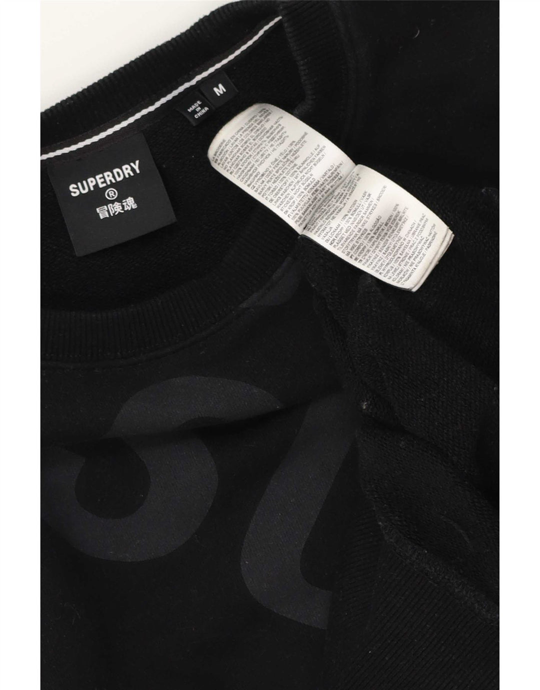 Męski sweter z grafiką Superdry, średniej wielkości, czarny, bawełniany