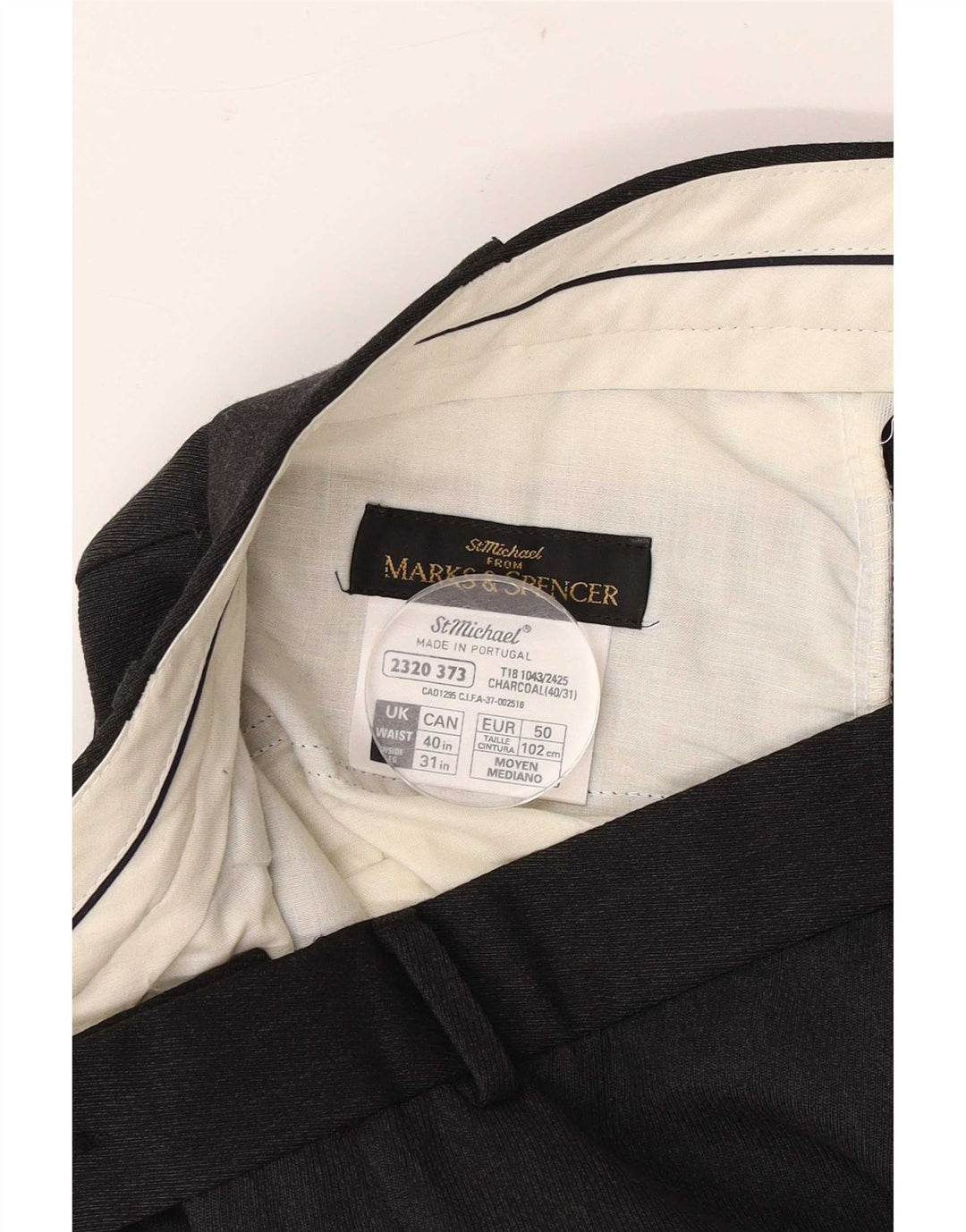 Marks & Spencer Męskie proste spodnie garniturowe W40 L28 Szary poliester