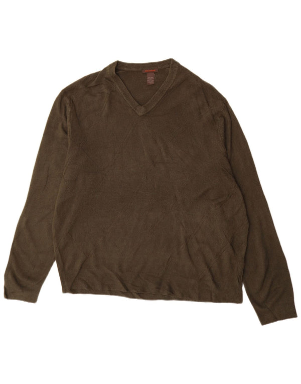 Męski sweter Dockers z dekoltem w kształcie litery V, 2XL, akryl w kolorze khaki