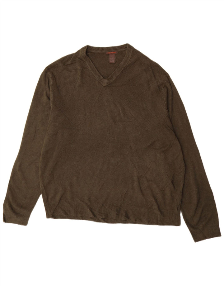 Męski sweter Dockers z dekoltem w kształcie litery V, 2XL, akryl w kolorze khaki