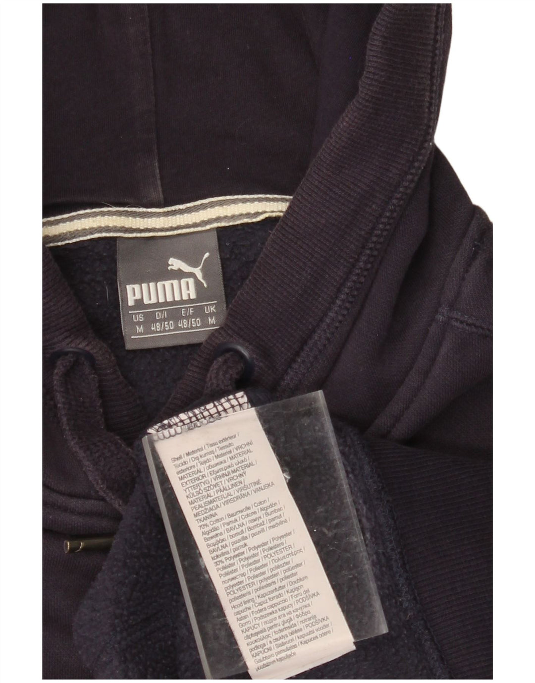 PUMA Mens Graphic Hoodie Jumper Medium Navy Blue Cotton